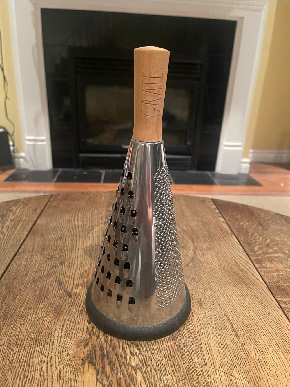 Rae Dunn Grate Stainless Steel Cone Grater with Wooden Handle - Natural/Steel